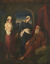 SARAH LEADS HAGAR TO ABRAHAM by Moritz Daniel Oppenheim